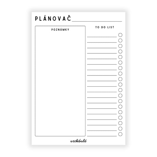 Plánovač A5 - čiernobiely