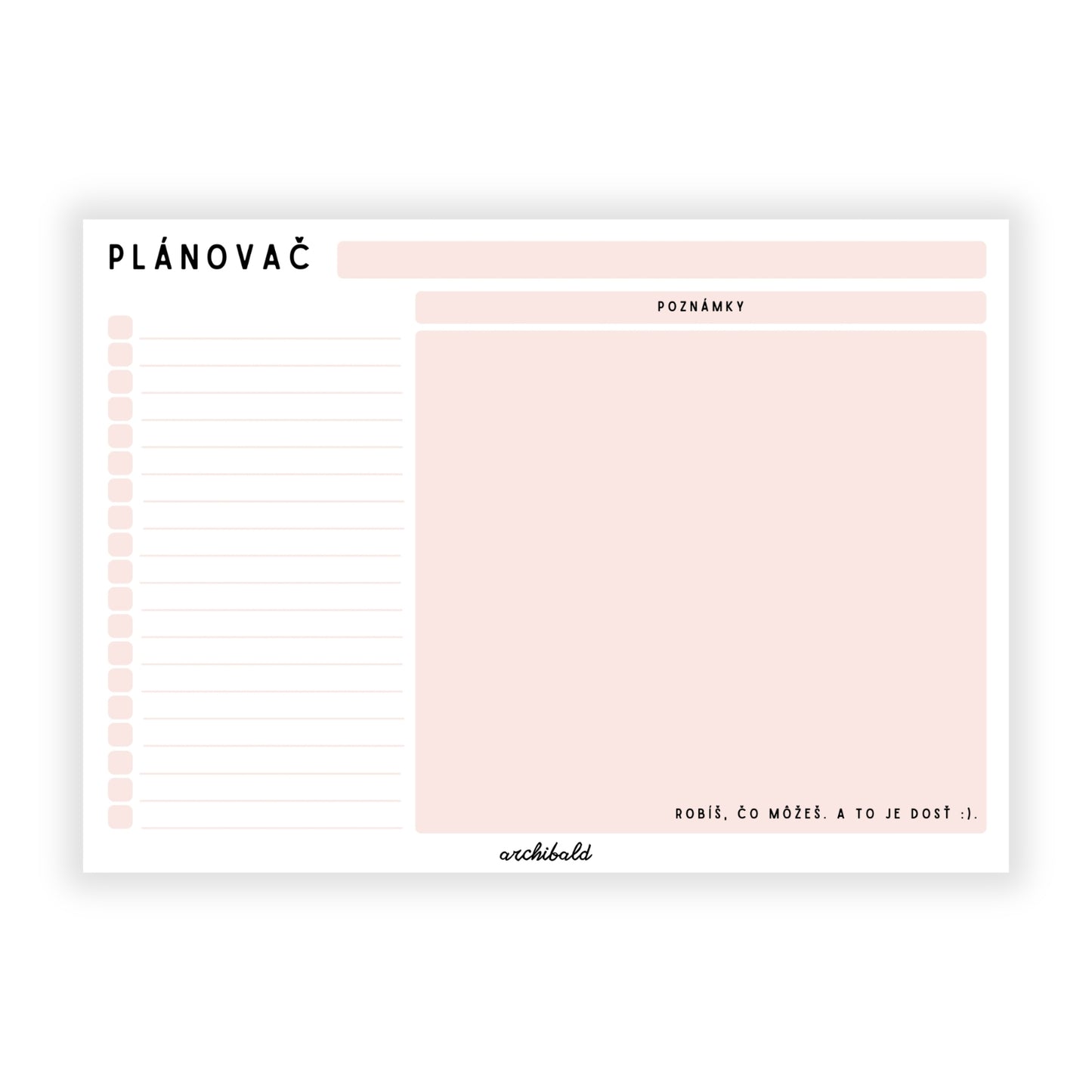 Nedatovaný trhací plánovač s to do listom A4 - farebný