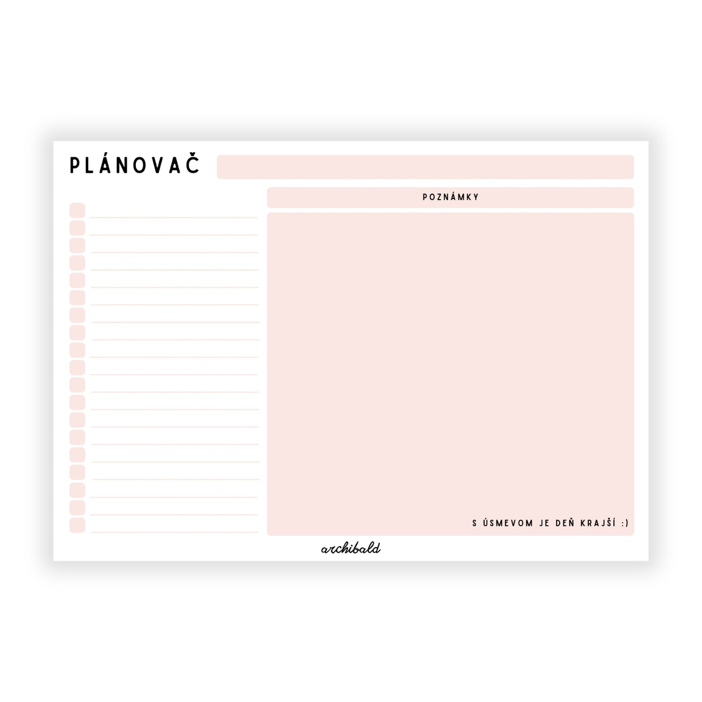Nedatovaný trhací plánovač s to do listom A4 - farebný